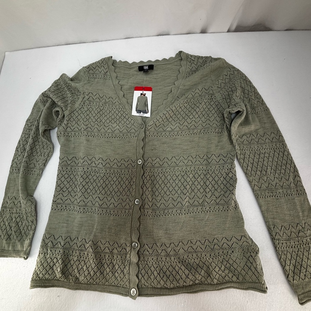 NWT Frye Seagrass green. Medium Cardigan Sweater - Picture 1 of 8